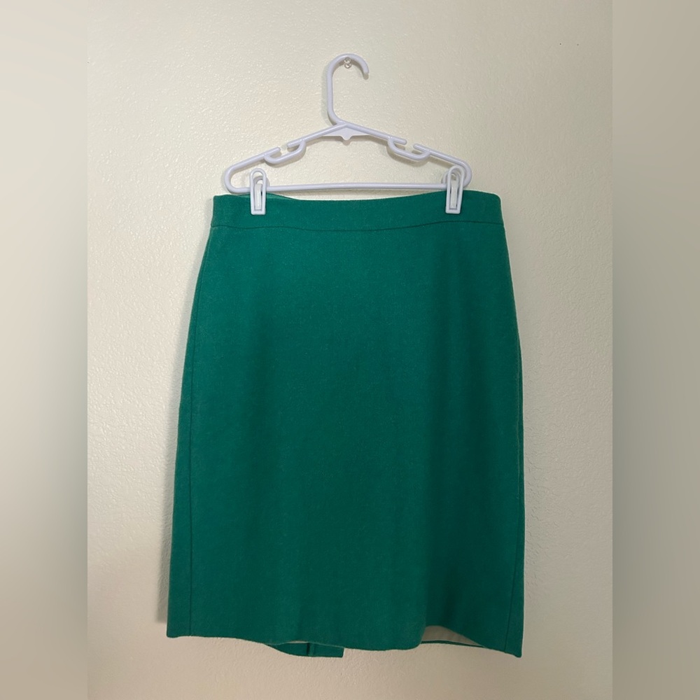 J Crew Teal Wool Pencil Skirt